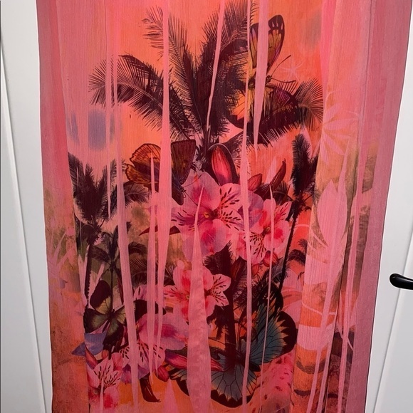 L8ter Floral Strapless Ruffle Maxi Dress Boho Hippie Tropical Size L Resortwear - Picture 4 of 8